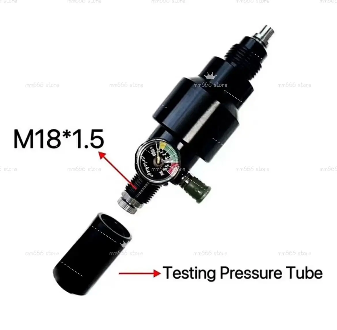 Черный клапан PCP для атмосферных комнат ВВС, соединительная резьба M18 * 1,5 мм, стабильное давление воздуха, быстрая скорость