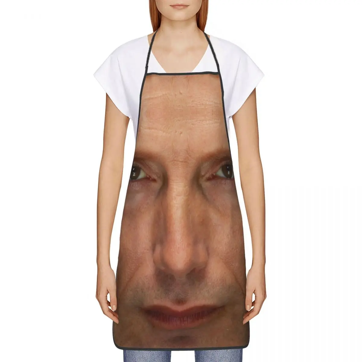 Custom Unisex Mads Mikkelsen Face Bib Apron Adult Women Men Chef Tablier Cuisine for Kitchen Cooking Hannibal TV Show Baking