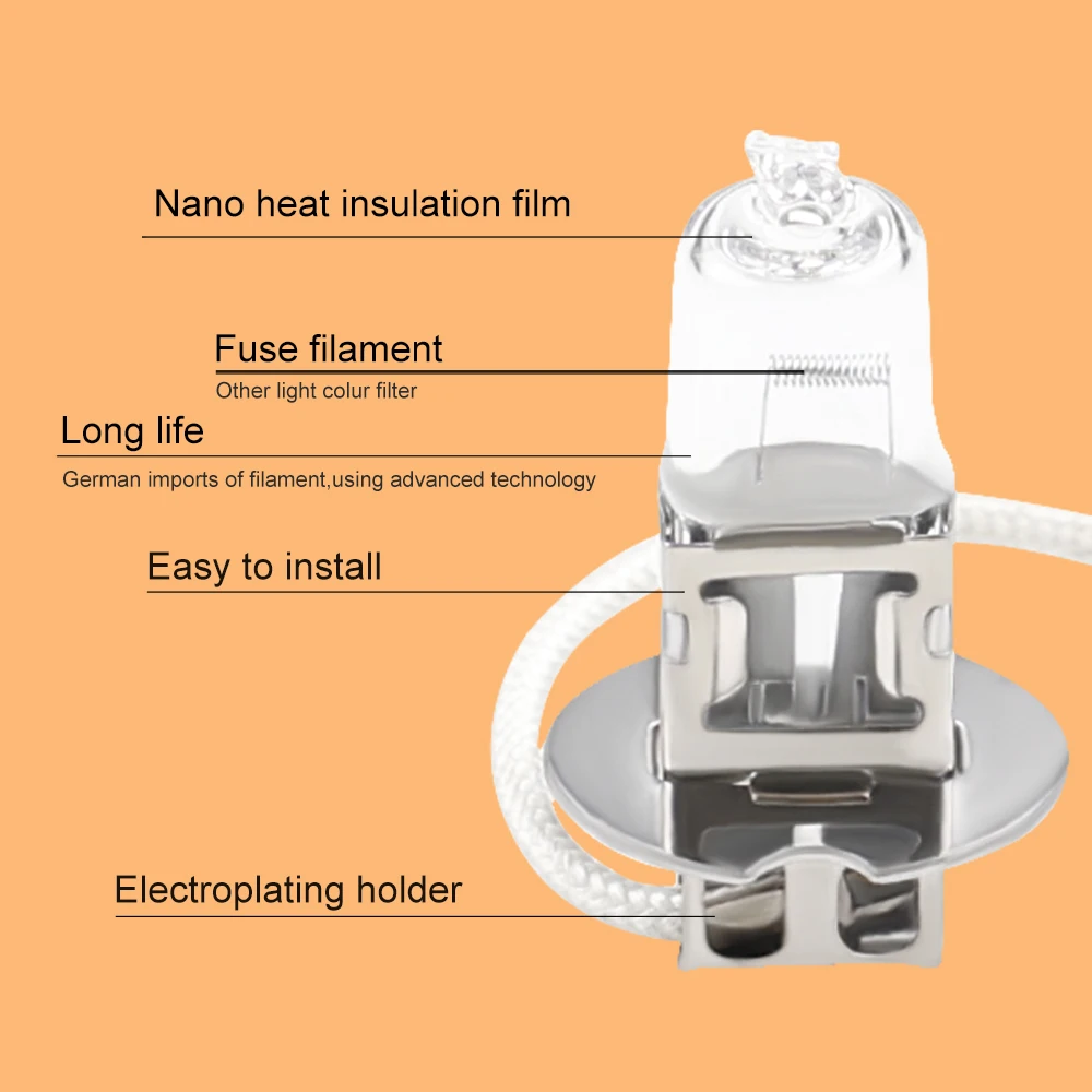 Bombillas halógenas H3 de 55W, faros Lightign cálidos de 12V y 4300K para faros delanteros de coche H3, 2 uds., accesorios para coche, bombilla H3