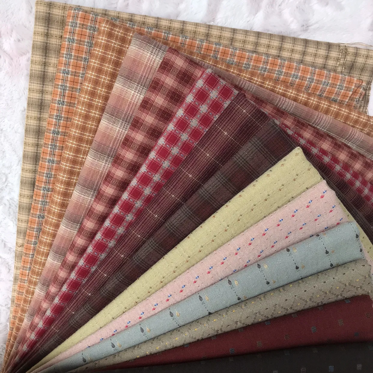 Mew 50*70cm Retro Yarn Dye Plaid Cotton Linen Spring Autumn Sewing Fabric Men's and Women's Shirt Clothing Cloth