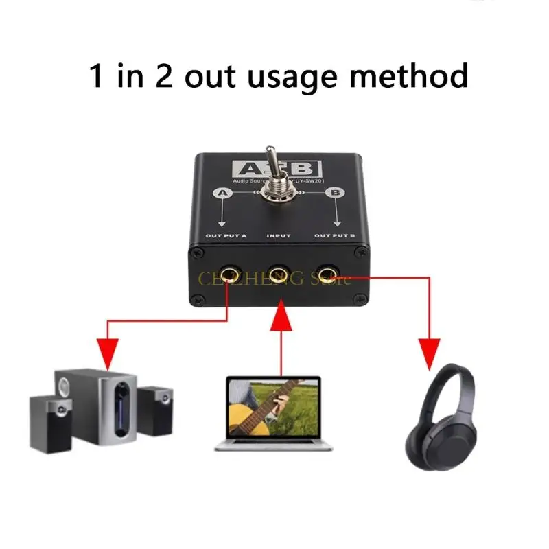 E56B 금속 3.5mm 사운드 스플리터 스위처 스튜디오 기어 용 다중 채널 선택기