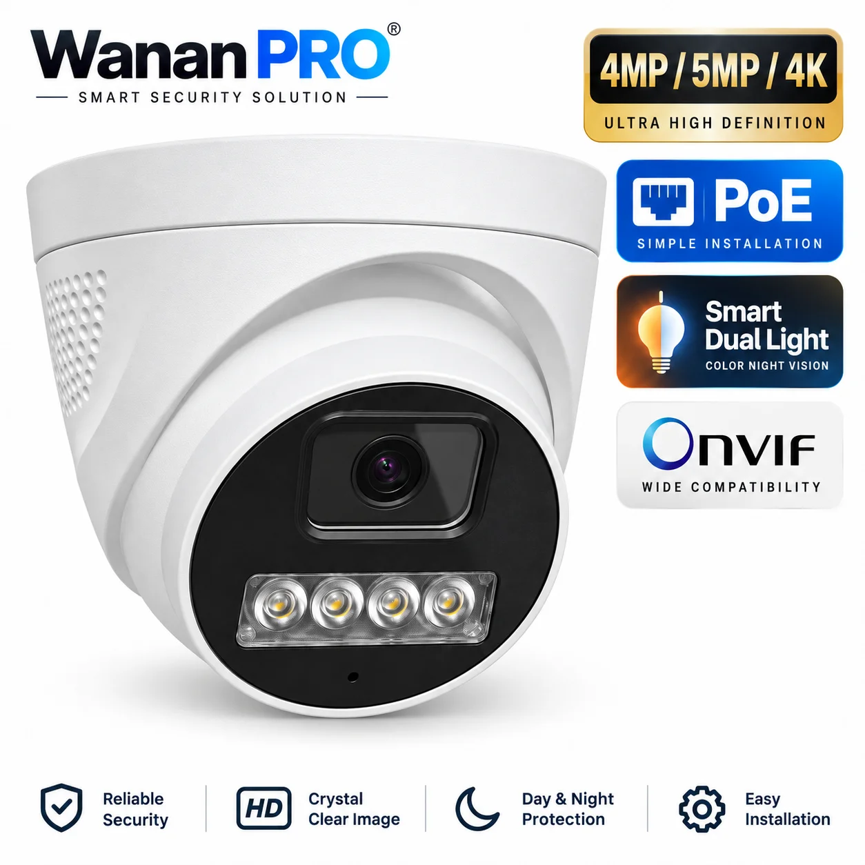 4MP 5MP 4K PoE IP Camera Indoor Security Camera Smart Dual Light Night Vision ONVIF Built-in Mic CCTV Surveillance Camera
