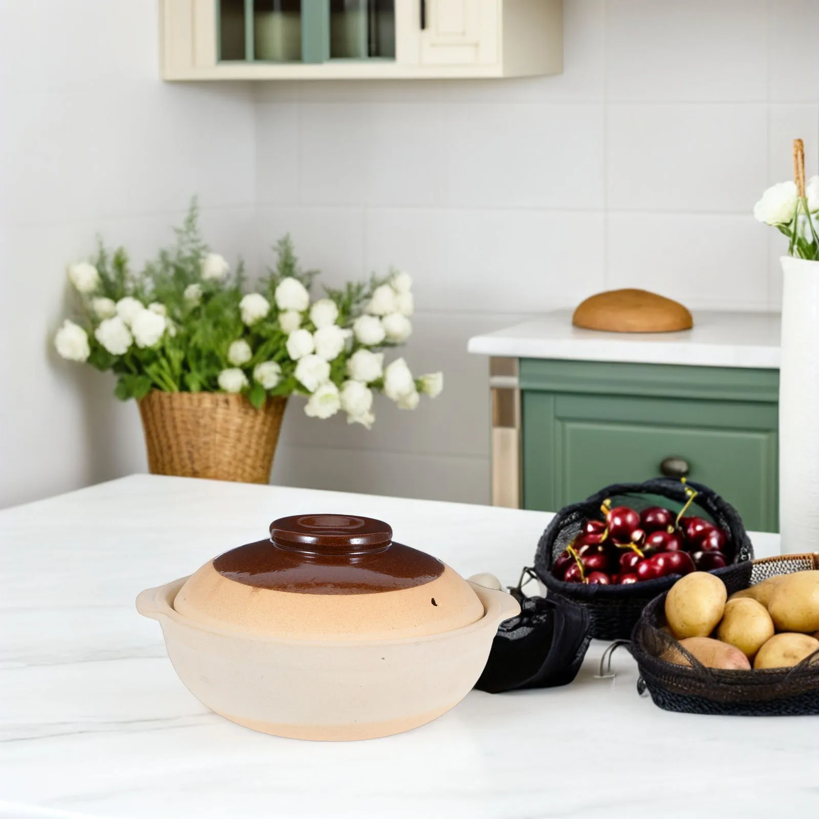 

1PCS Takeaway Clay Pot Microwave Safe Versatile Use Heat Retention Casserole Stockpot Kitchen Cookware Set Traditional Porridge