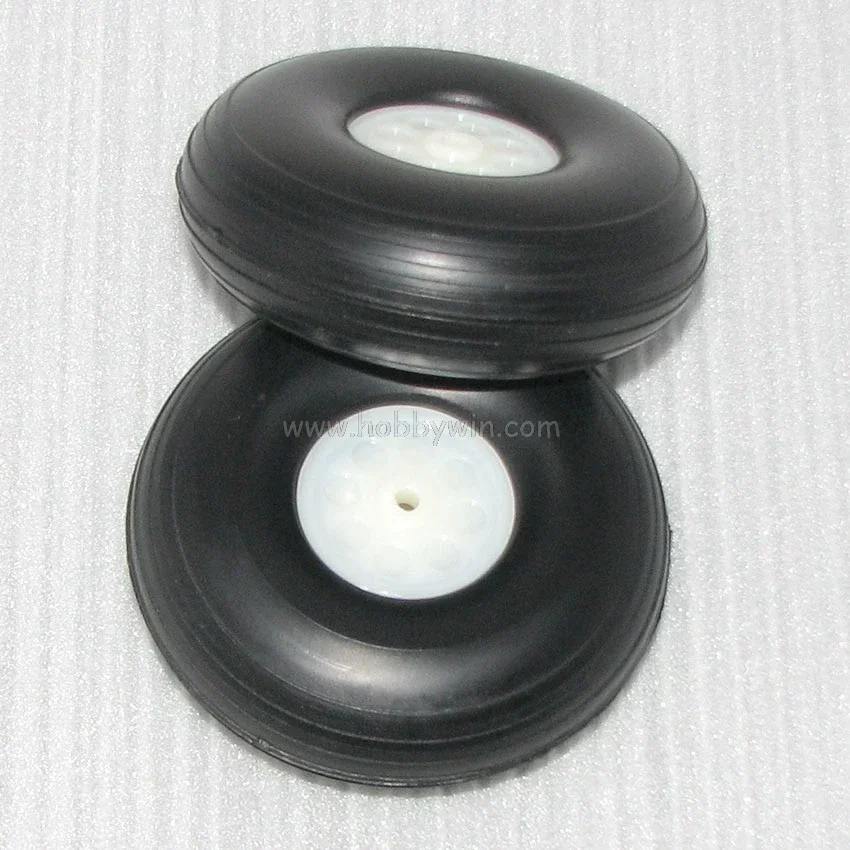 Roues en caoutchouc PU D127 * dia 5 * H46mm, avec moyeu en plastique traité, 2 pièces, pièces de train d'atterrissage d'avion modèle RC