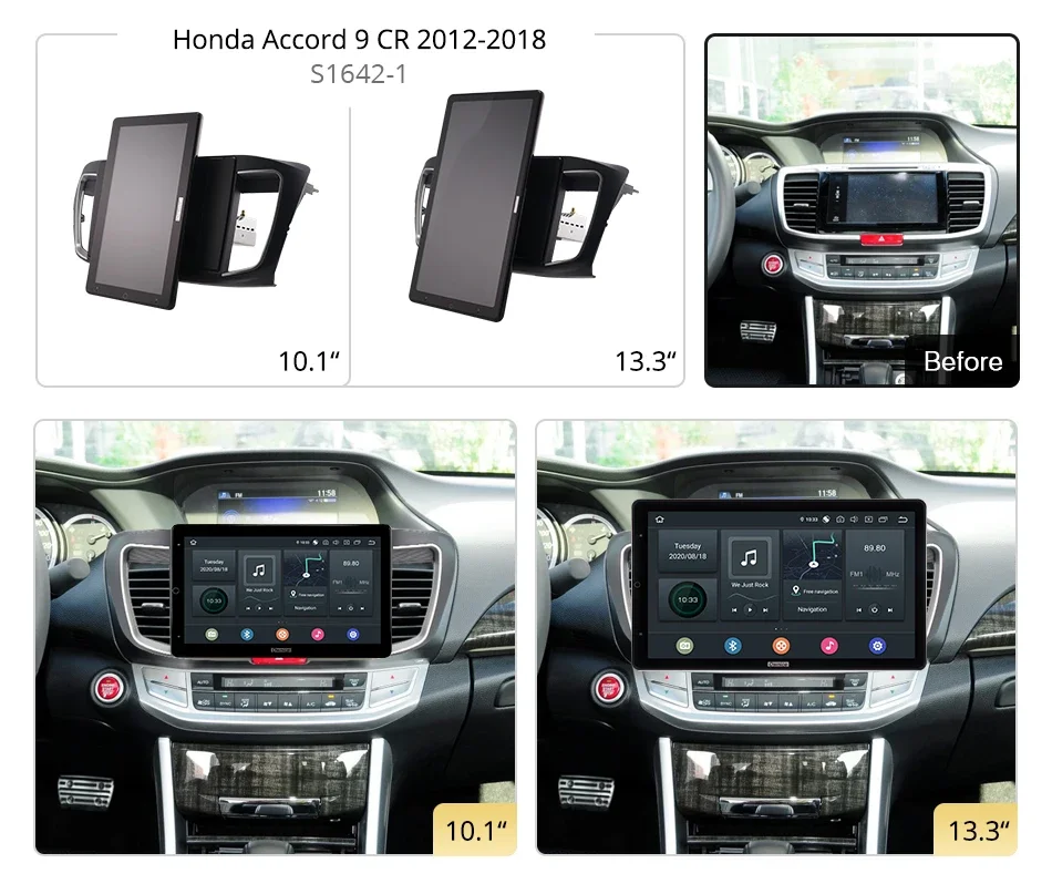 Tesla style PX6 13.3inch Android 10.0 Car DVD Player navigation GPS Auto Rotatable Stereo Radio For Honda Accord 9 CR 2012-2018