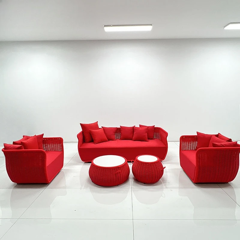 

Outdoor sofa courtyard garden rattan sofa leisure furniture villa hotel homestay rope weaving single sofa combination