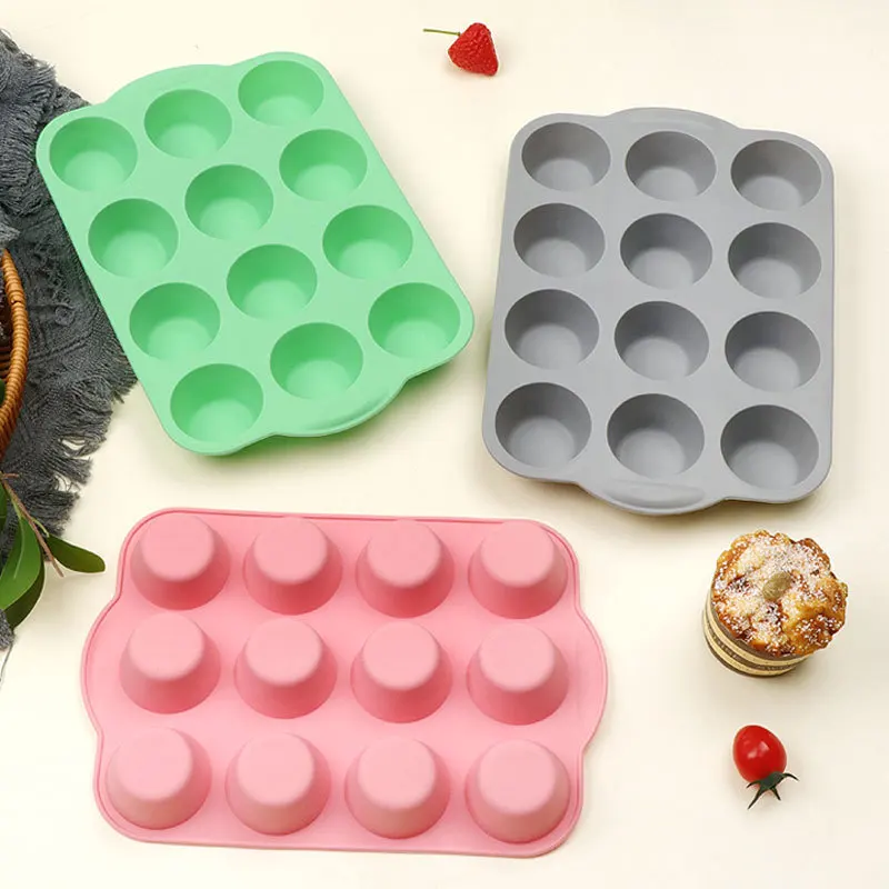 

12-чашковая силиконовая форма для выпечки, круглая форма для манфина, форма для выпечки помадки для печенья своими руками, антипригарная форма для пудинга, форма для торта на пару, инструменты для выпечки