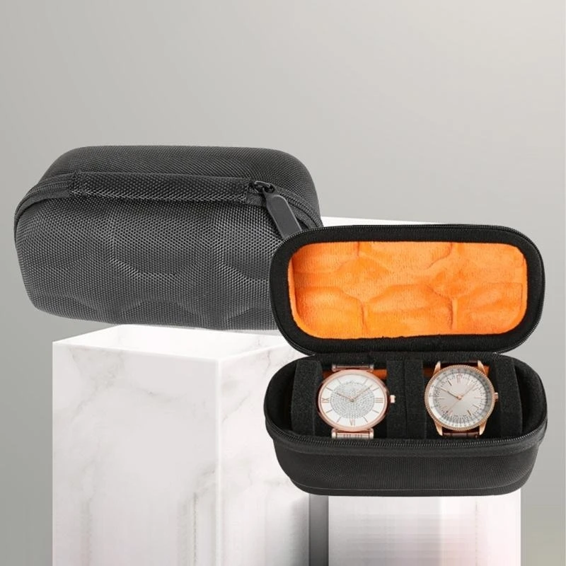 Caja almacenamiento estuche para llevar a 2 tranvías resistente a caída para contenedor reloj suave reloj