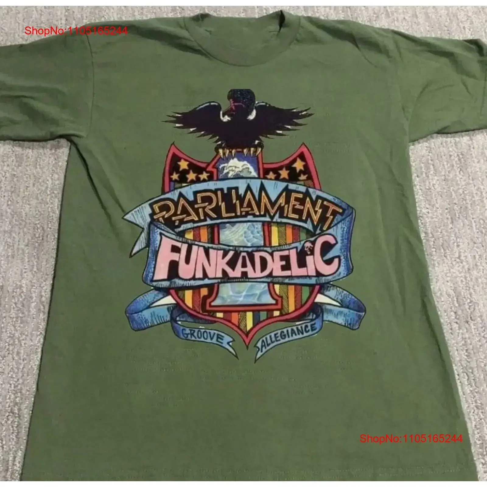 Raro george clinton e parlamento funkadelic militar verde t camisa vintage lavado streetwear moda gráfico esticado macio