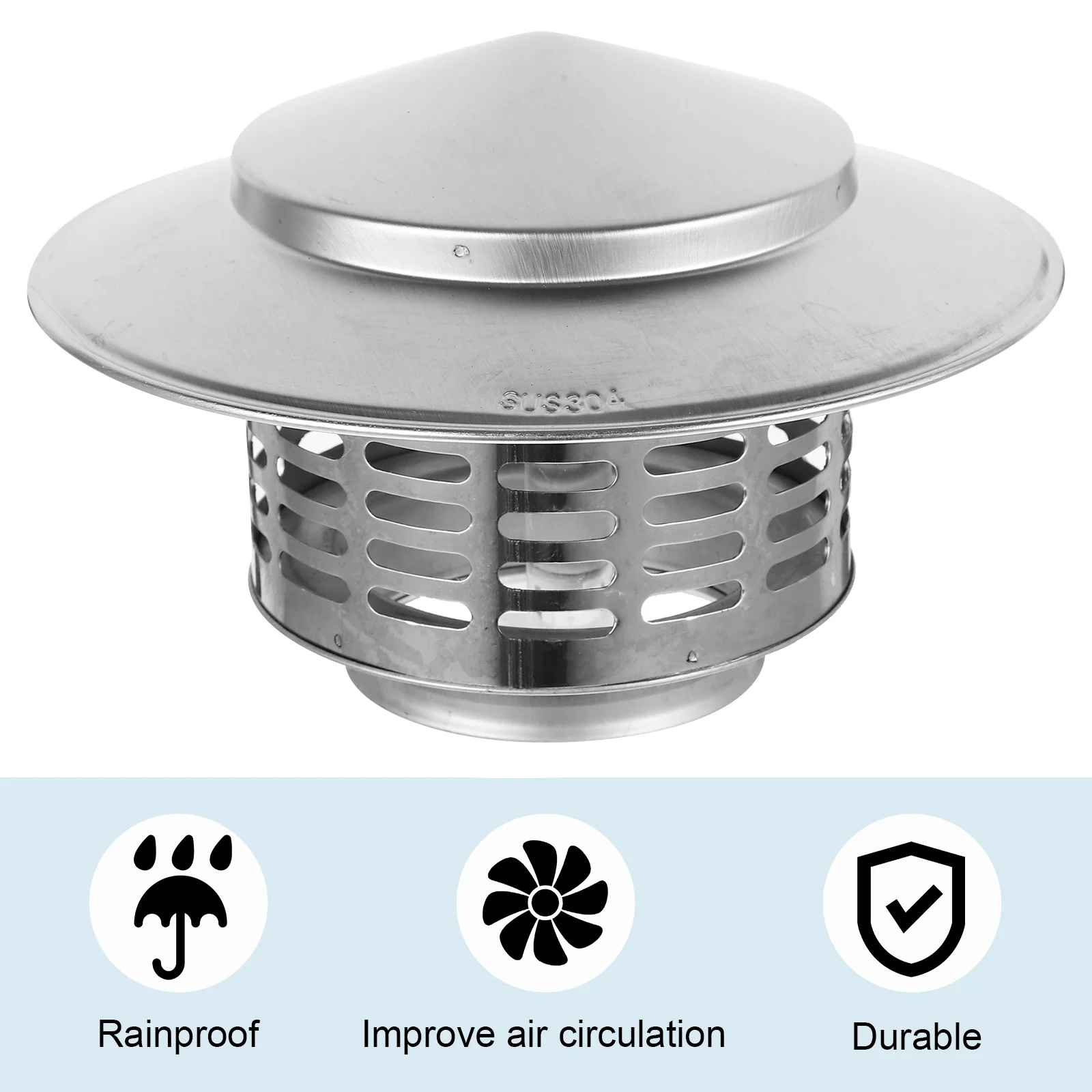 Couvercle en métal pour évents, capuchon clignotant à la mode, tuyau, capot de fumée, protecteur d'entonnoir en acier inoxydable 304, couvertures de camping-car pour toit