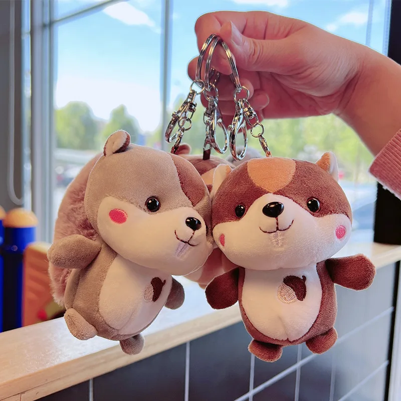 

11 см кавайные аксессуары, плюшевые украшения с белкой, кукла, одежда для багажа, подвесной брелок для пары, универсальный детский рождественский подарок