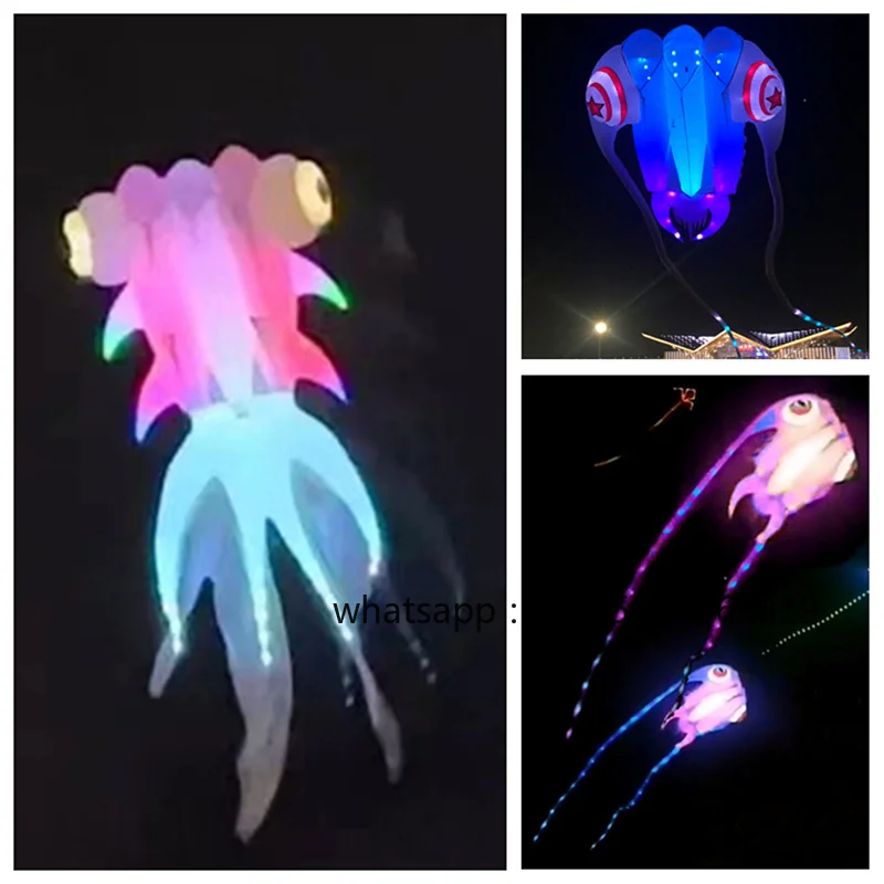 Led Fish Kite Flying Trilobites Factory Kite for Adults Kite String Line Inflatable Games Professional Parachute Outdoor Toys