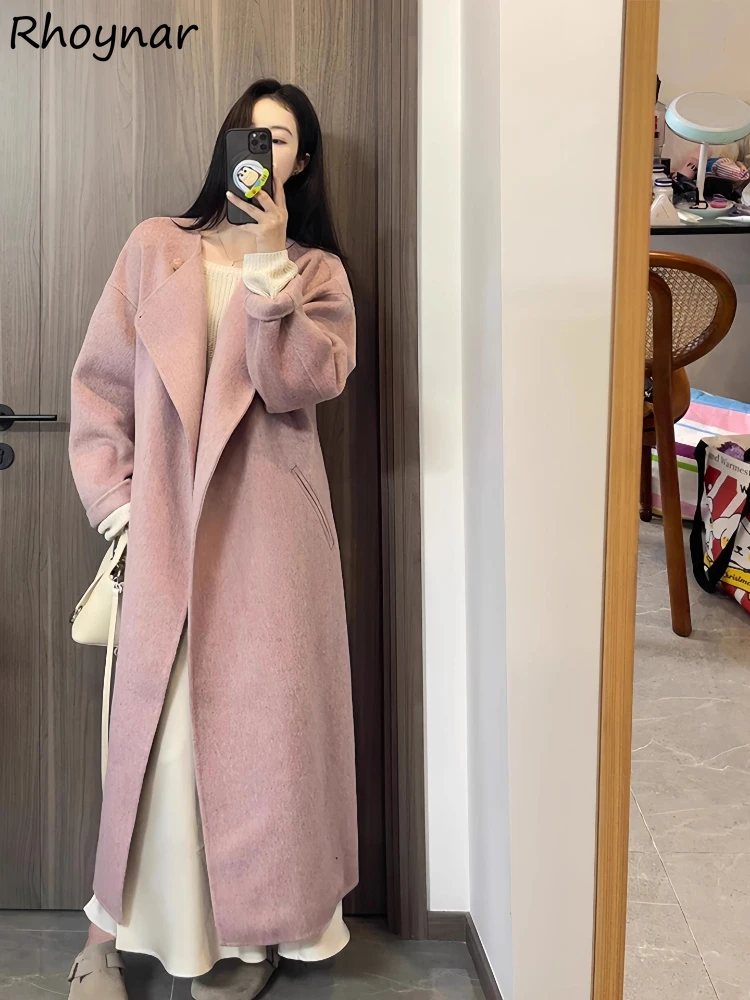 

Blends Women Autumn Elegant Ladies Gentle Temperament Sweet Tops Loose Long Style Korean Fashion Solid Simple All-match Unique