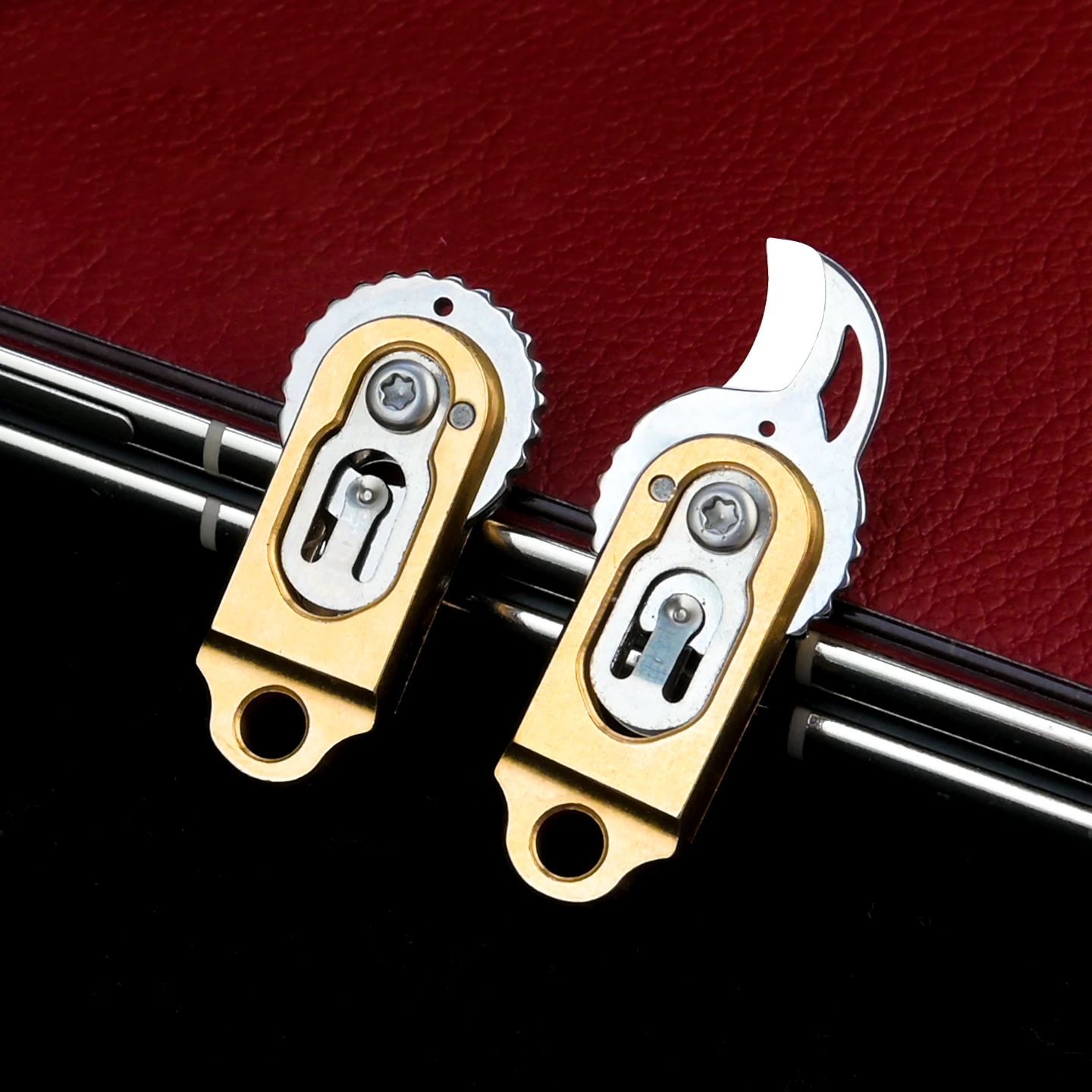 Mini llavero de latón, cuchillo plegable para acampar al aire libre, corte, pesca, cuchillo de caja abierta portátil