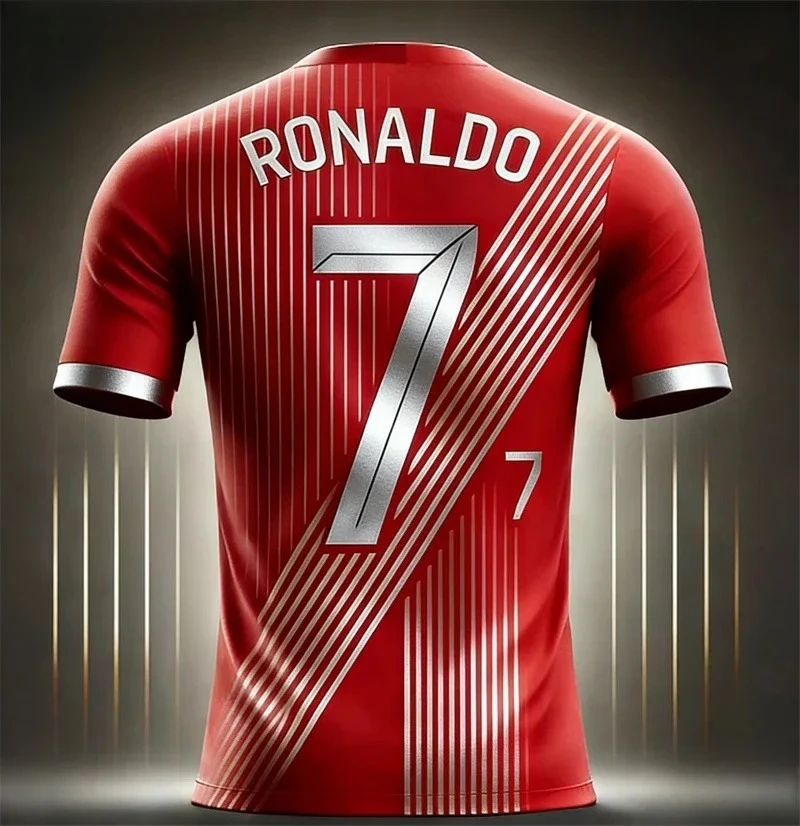 2026 Summer Men's Football Training Jersey Ronaldo Theme Quick Dry Breathable Outdoor Sport Tee Kids Boys Clothes Y2k