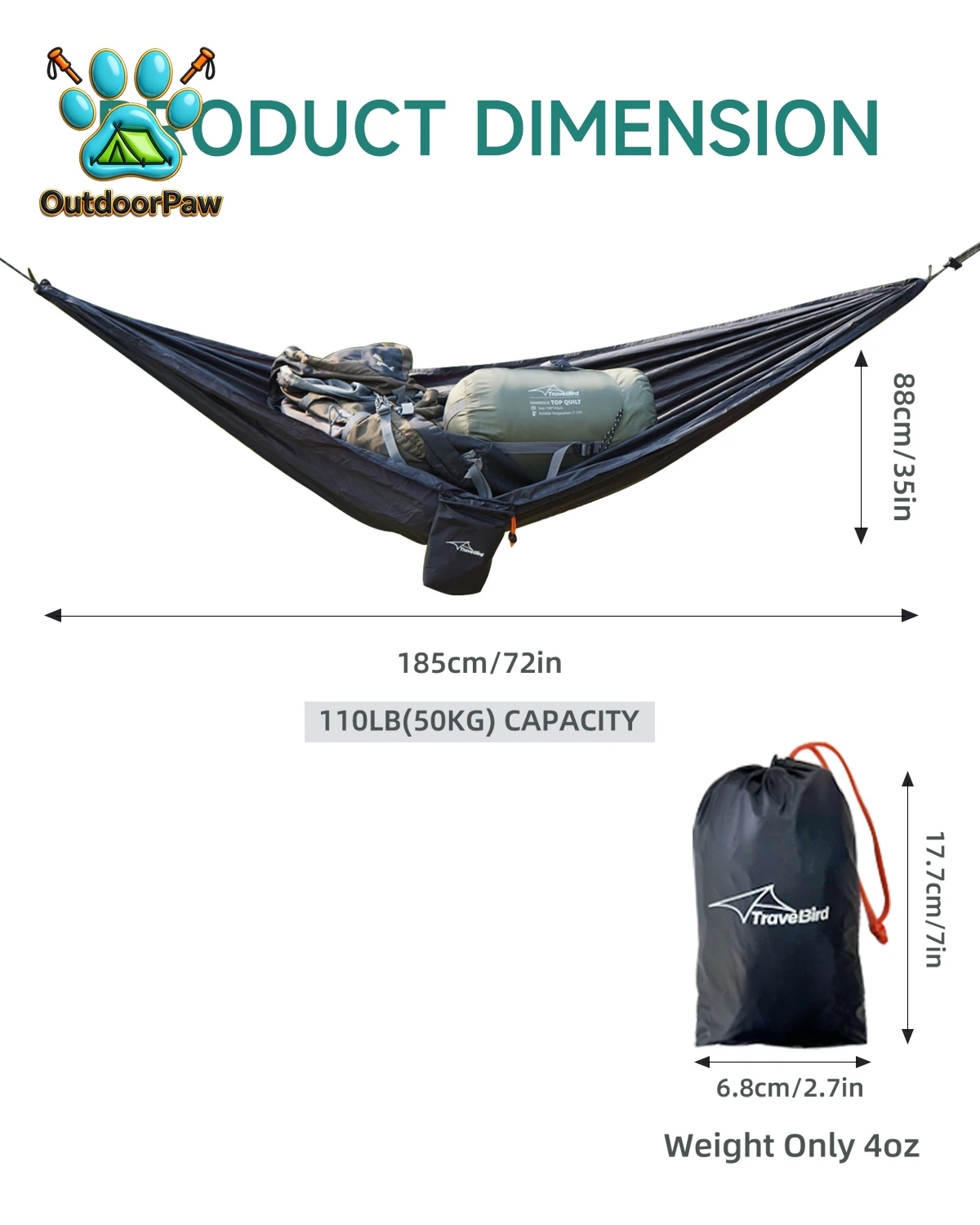 Compact Storage Organizer for Camping Hammocks Waterproof Camping Gear Storage Portable Hammock Accessory for Hiking Backpacking