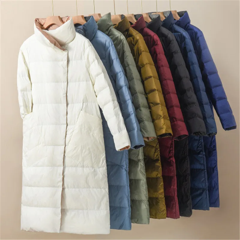 Two-sided Wear Autumn Winter Women Oversize 5XL Down Coat Warm Thick White Duck Down Jacket Ladies Loose Long Parkas Outwears