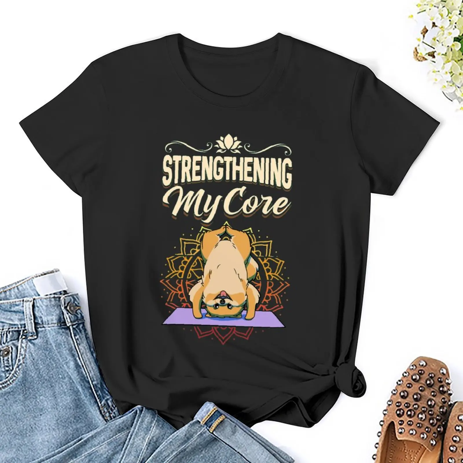 Fitness Exercise Pomeranian Dog Strengthening My Core T-shirt Fresh Campaign T-shirts Cute Home Geek