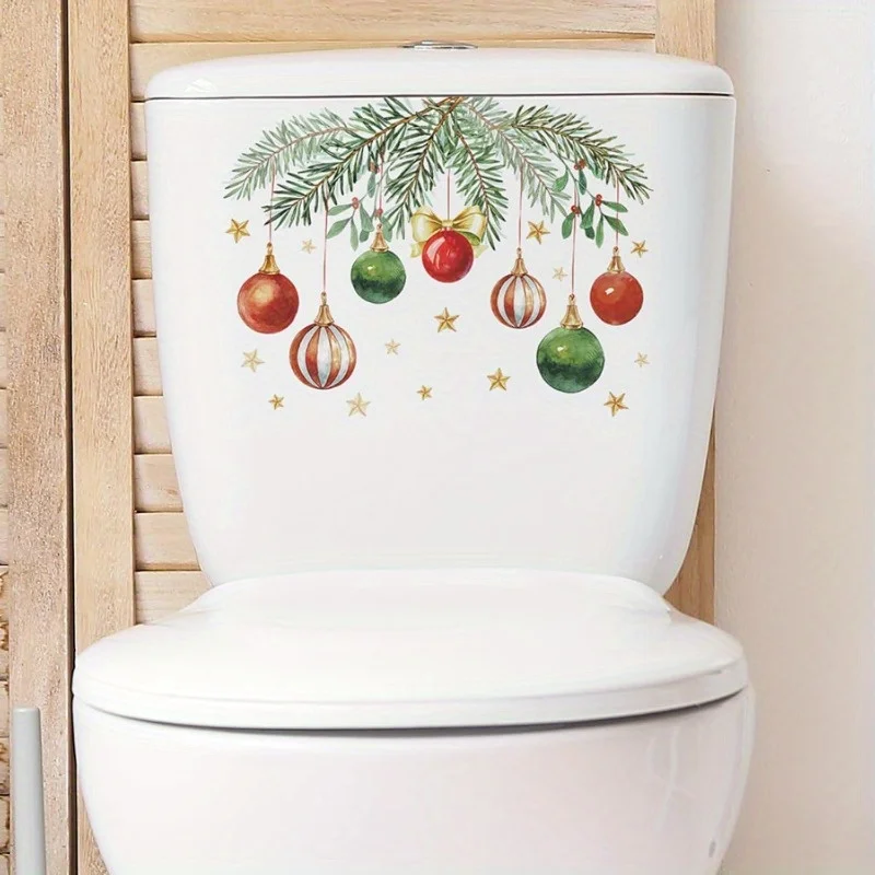 

2шт рождественские наклейки для туалета - Holly & красочные наклейки на стены с шариками