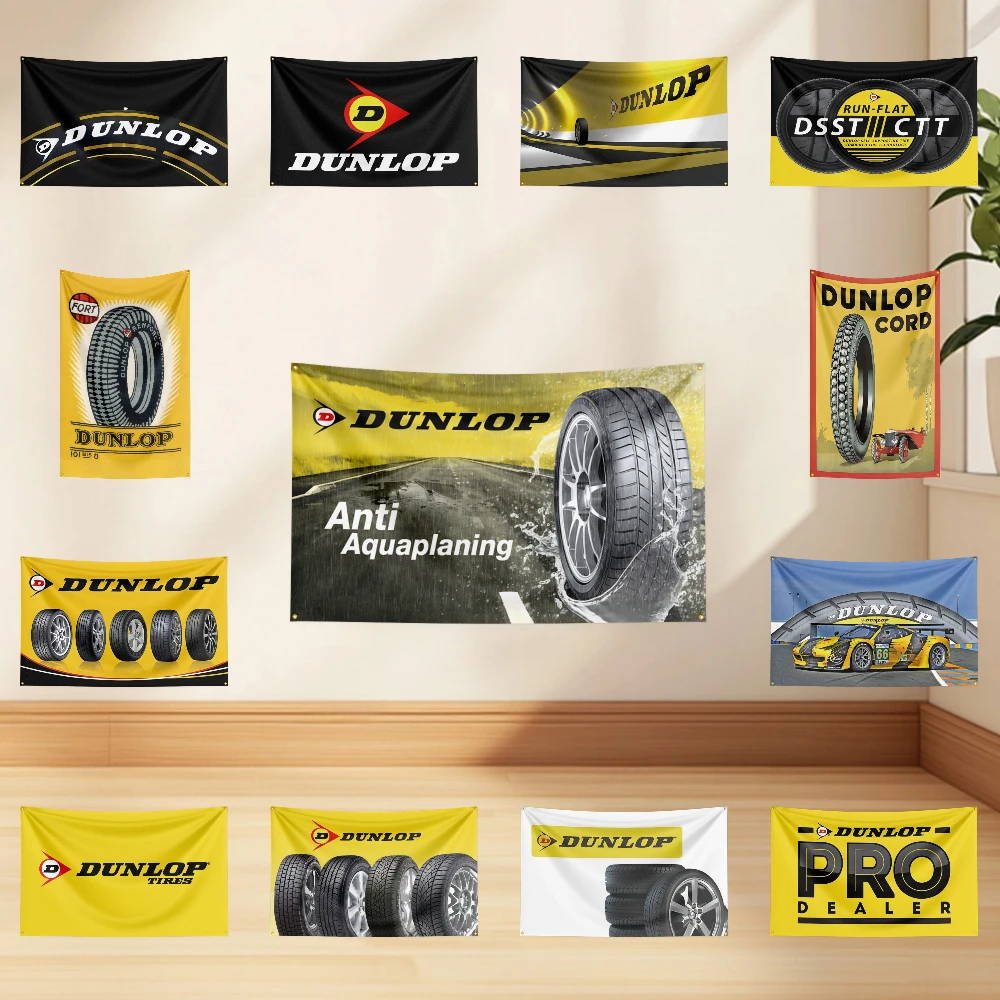 

3x5ft D-Du-nlo-p-Tir-es Flag Professional Car Motorcycle Flag Polyester Digital Printing Cars Flagge Banner For Decoration Room