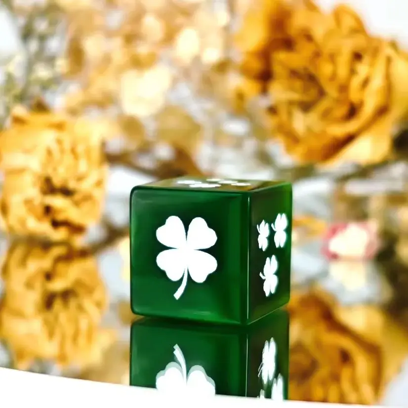 D6 Dice 16mm Clover Glass 6-Sided Cube Bar Entertainment Club Family Party Game Accessories Desktop Chess Game Dice Toy Gift