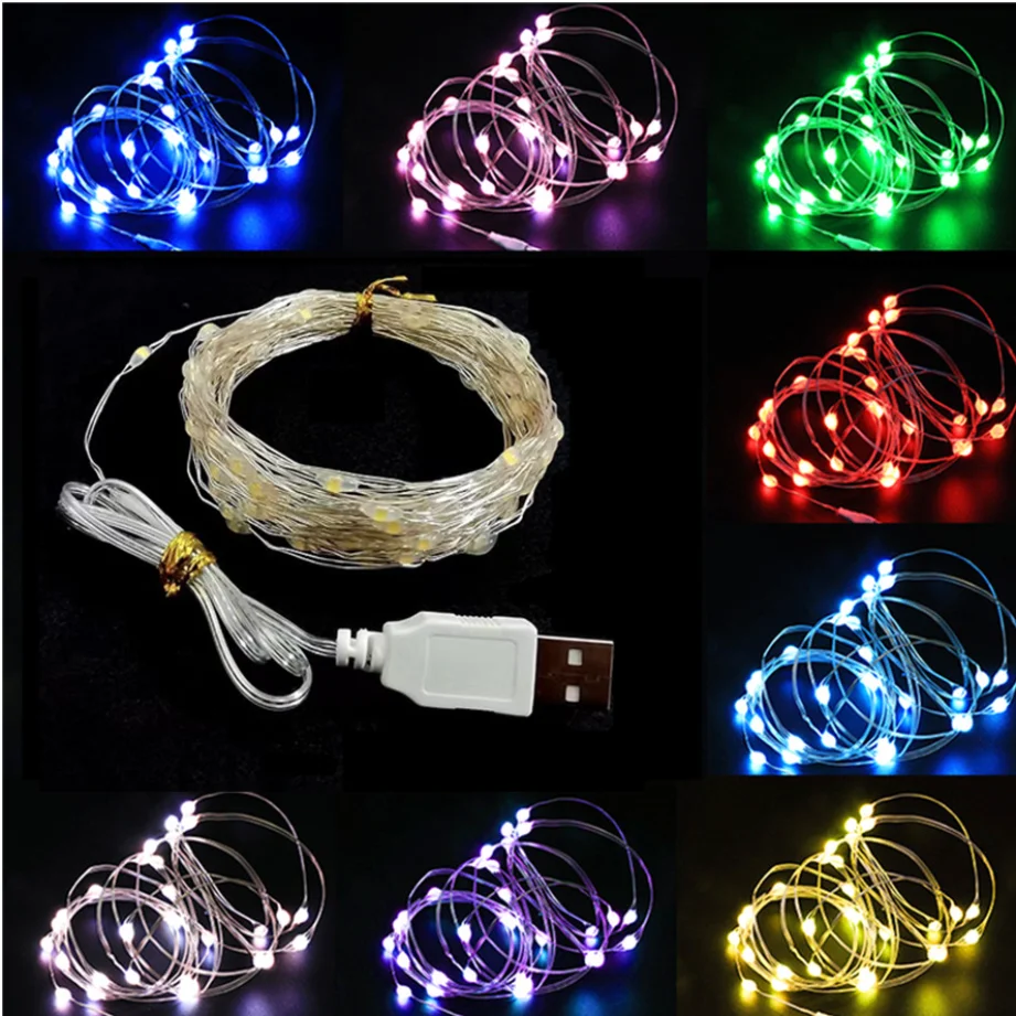 LED String Lights USB Silver thread Garland Fairy Lights Outdoor Waterproof for Christmas Wedding Party Home Room Decorations