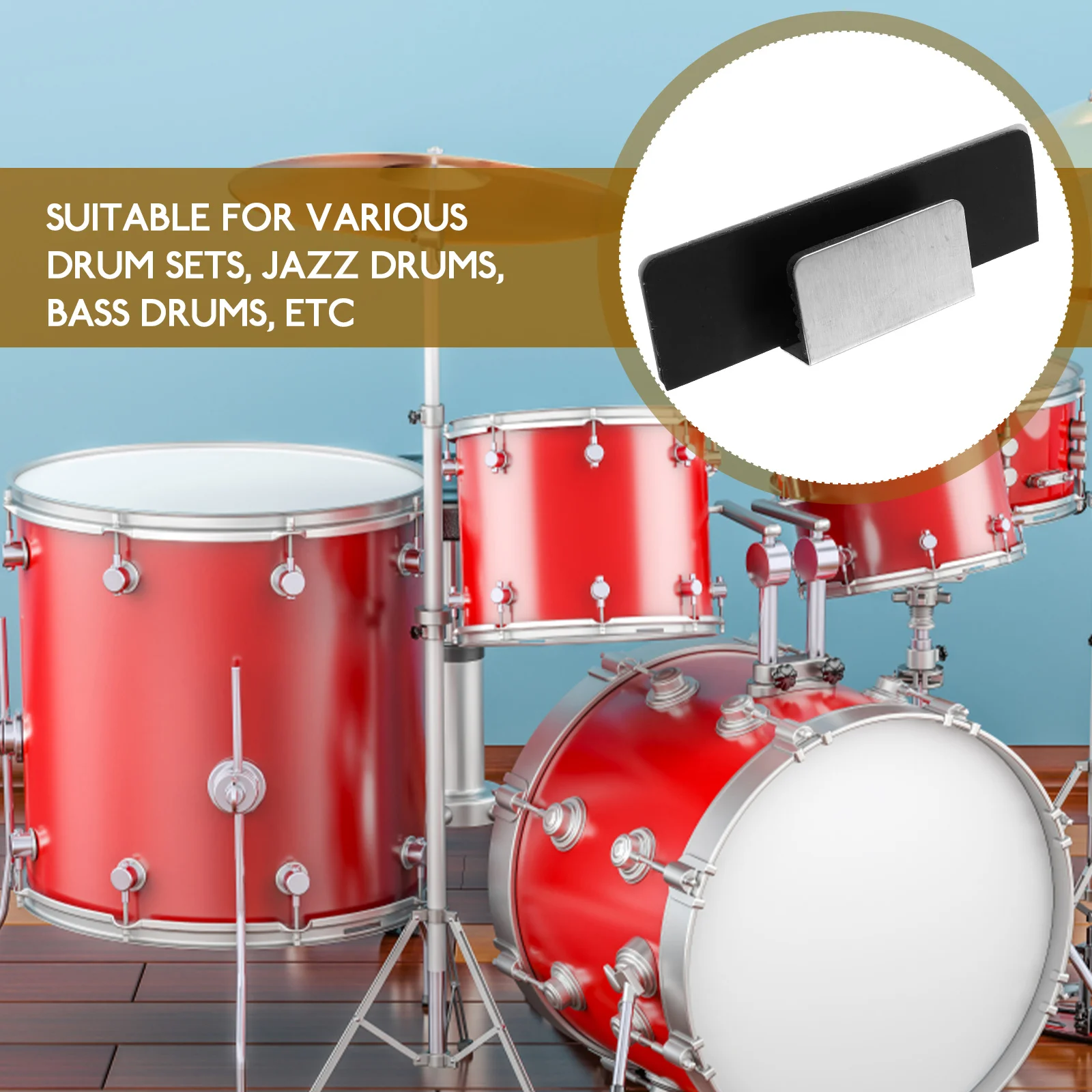 

Bass Drum Protector Silicone Pad Hoop Rim Metal Accessories Long Style Drum Hoop Guard Parts Lightweight Compact Easy Install