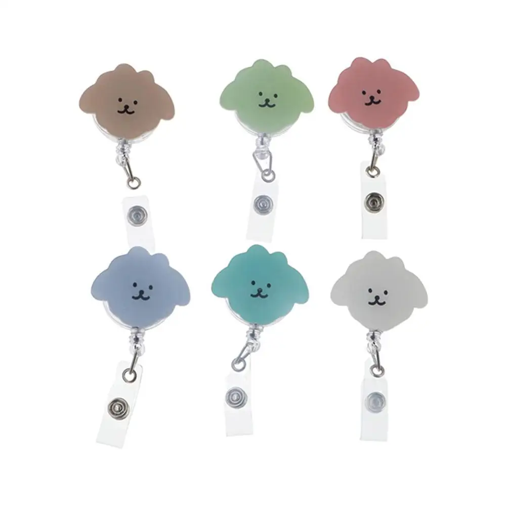 Cute Cartoon Dog Nurse Badge Reel Name Tag Chest Card Easy Pull Buckle Work Card Acrylic Puppy ID Card Holder Doctor Students