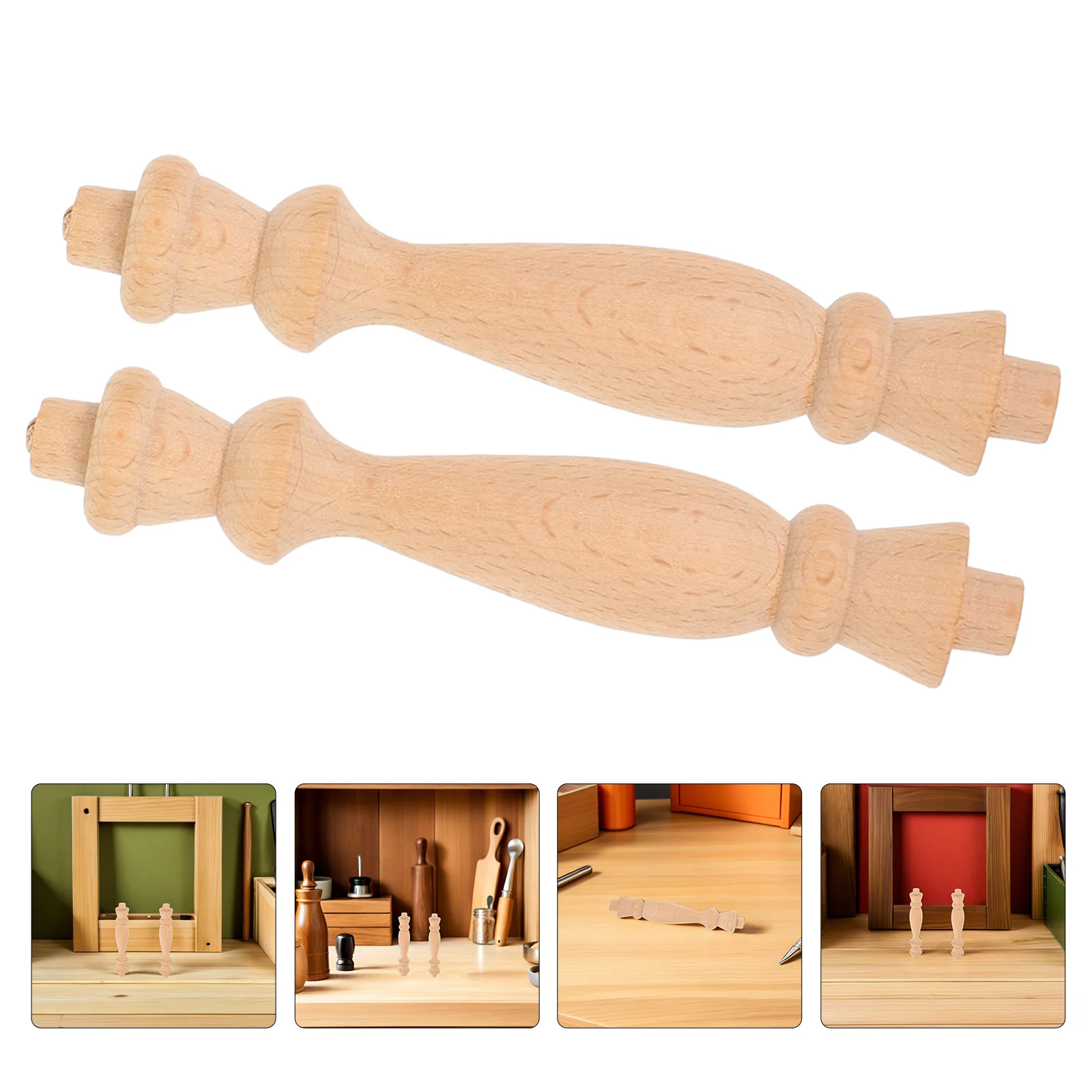 

8Pcs Solid Wood Roman Finials Unfinished Bed Post Staircase Railings Curtain Rod Toppers for DIY Crafts Victorian Finials