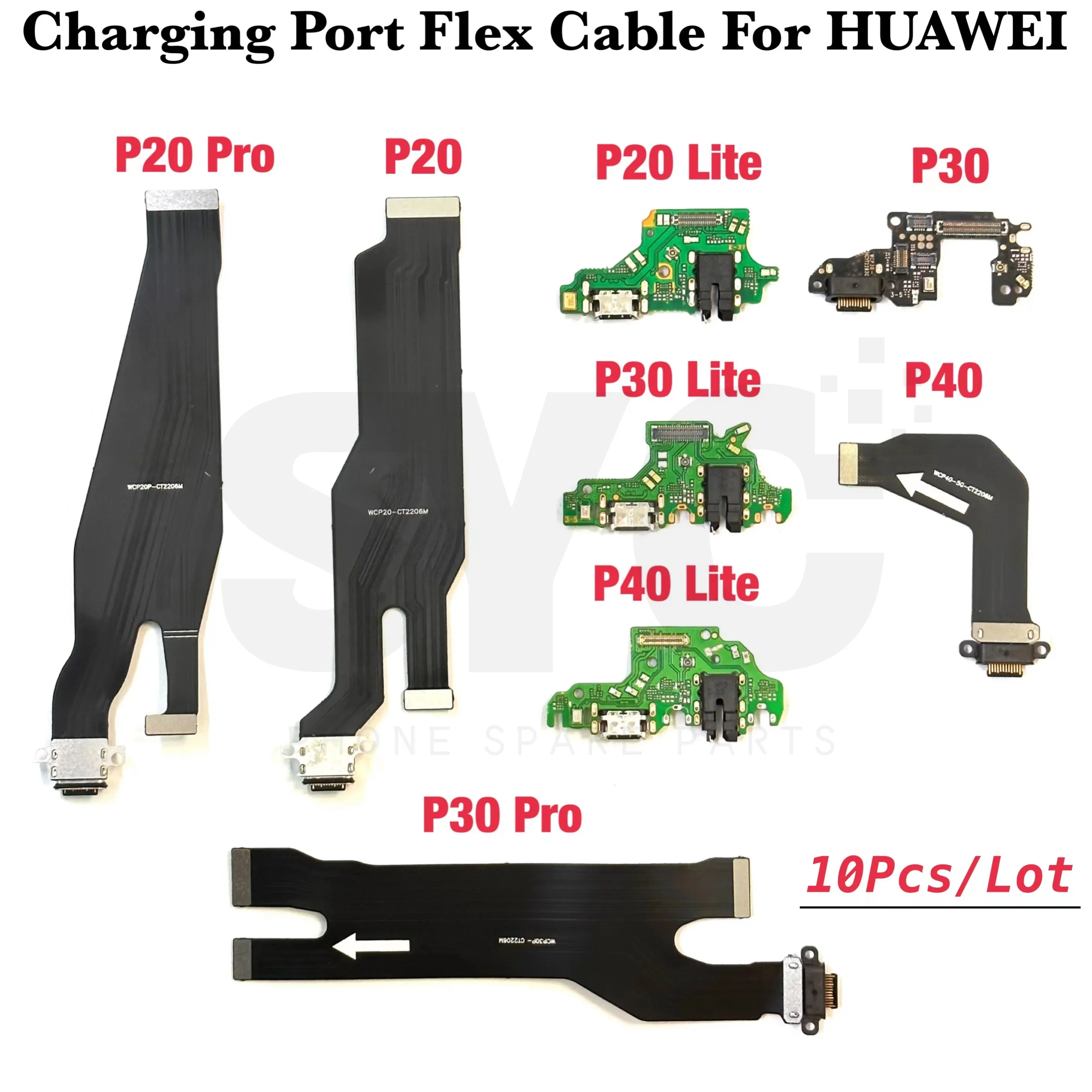 10Pcs/Lot New USB Charging For Huawei P20 P30 P40 Lite P20 Pro P30 P40 Pro Charger Port Dock Connector Flex Cable