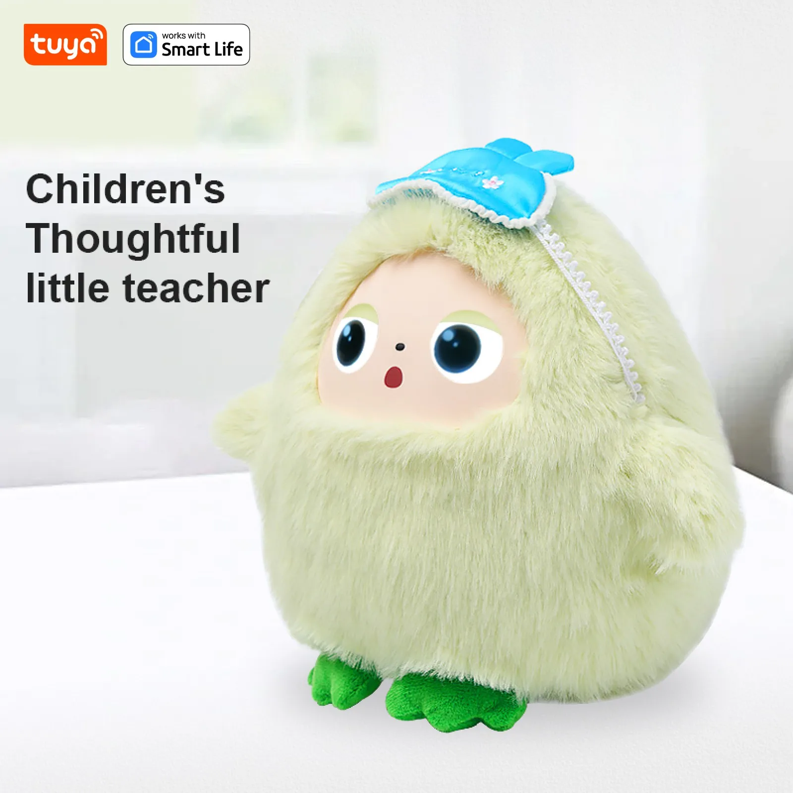 Yaya-AI Plush Robot w/Smart Voice&LED Eyes, Interactive Companion Toy w/Tuya App Control, USB Rechargeable E-Pet - Mint Green - Image 2