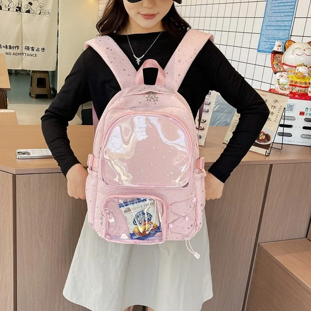 Casual Oxford Cloth Star Backpack Print Y2k Students School Bag Harajuku Japanese Style Nylon Backpack Women