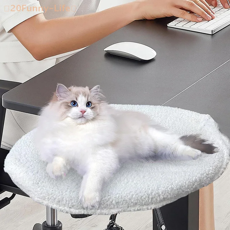 Cat Desk Bed Desk Cat Perch Comfortable Soft Round Desktop Cat Bed Table Mount Cat\'s Nest With Pet Mat Office Work Deskcat Bed