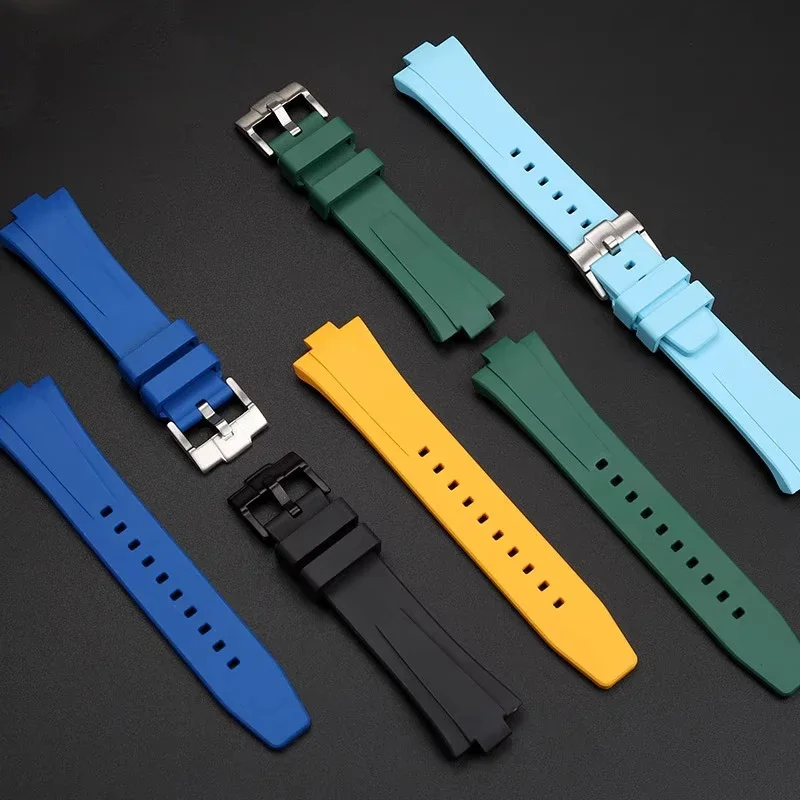 أسود أزرق أصفر فلوروروبر ساعة اكسسوارات للمواطن الميكانيكية NJ0150 NJ0151 NJ0155 المطاط حزام الساعات