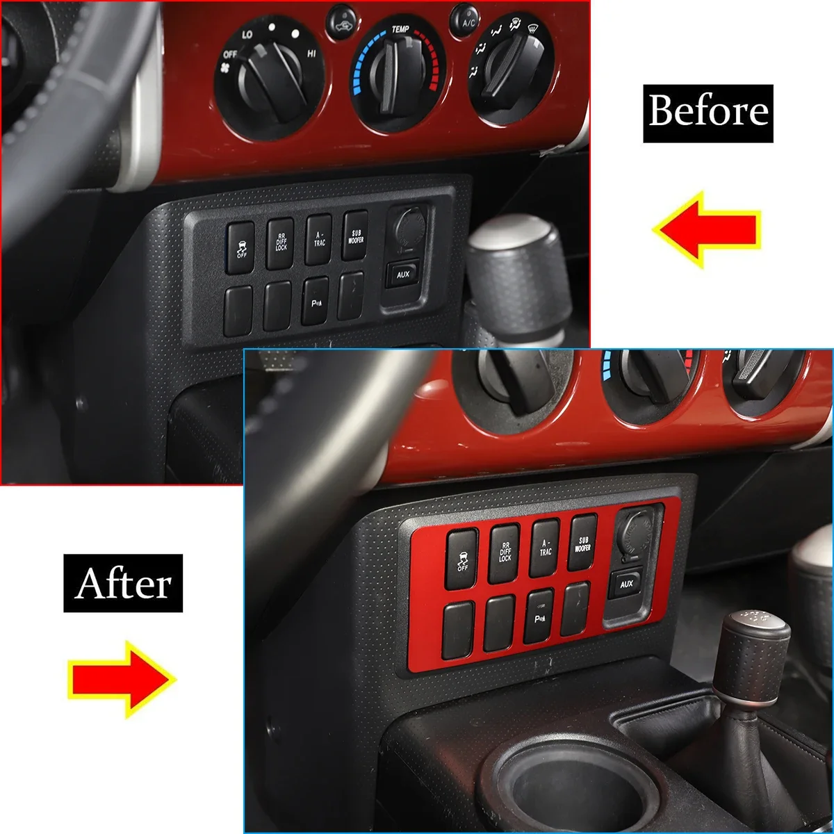 

For 2007-2021 Toyota FJ Cruiser aluminum alloy car central control driving assistance decorative sheet cover sticker interior
