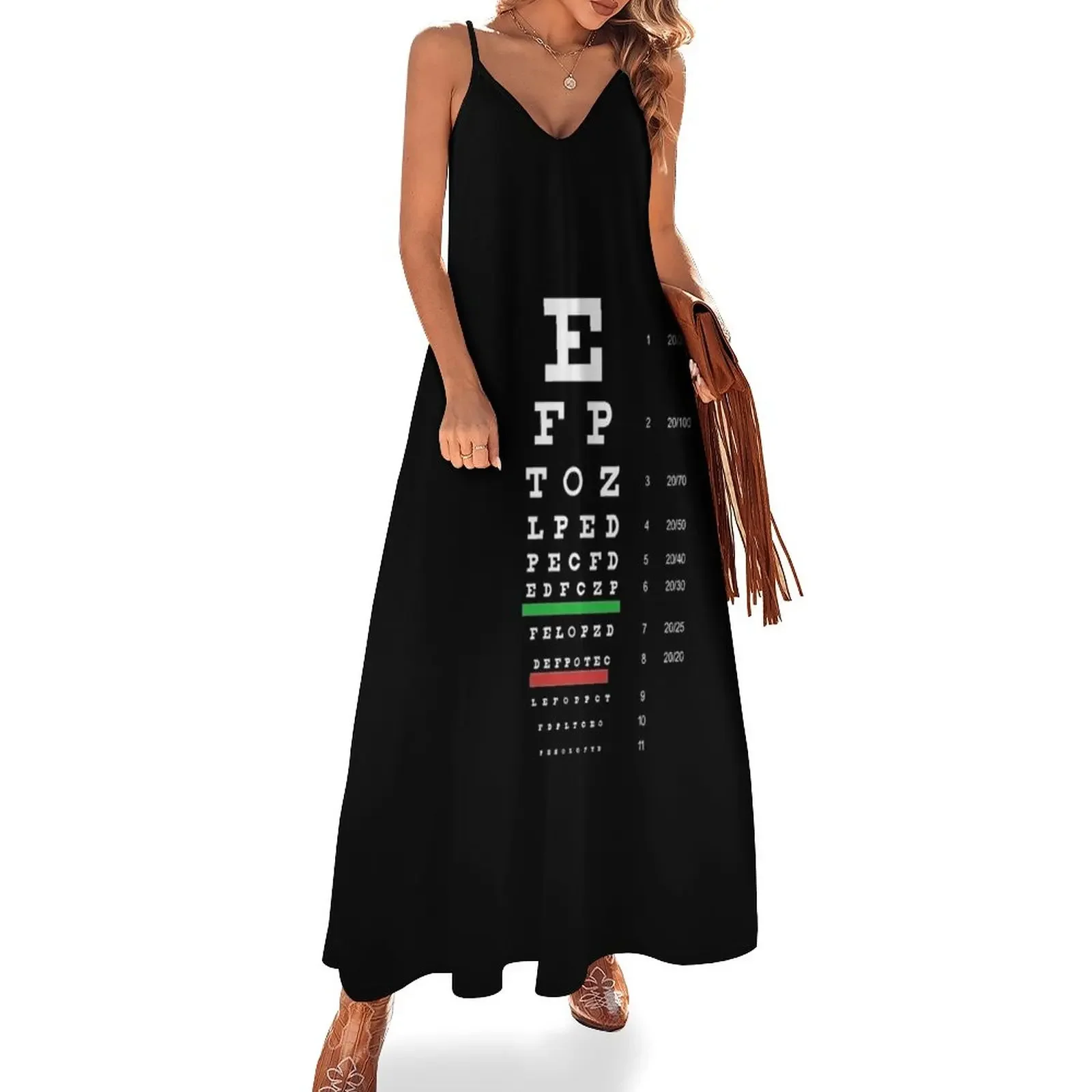 

Snellen Eye Chart Sleeveless Dress Woman clothes Evening gown