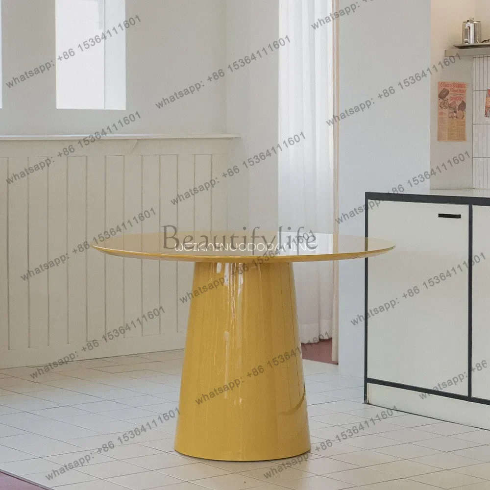 Good-looking designer solid wood round dining table household marble table ash wood high-end fashion
