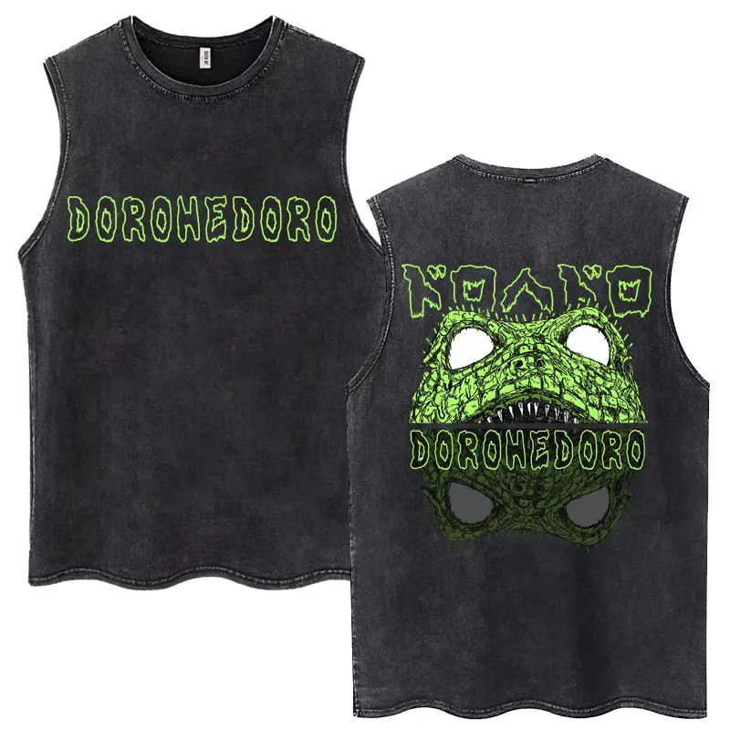 Anime Dorohedoro Vintage Washed Tank Tops für Männer und Frauen Manga Grafik T-Shirt Unisex 90er Gothic Rock Übergroße Ärmellose T-Shirts – Detail 19