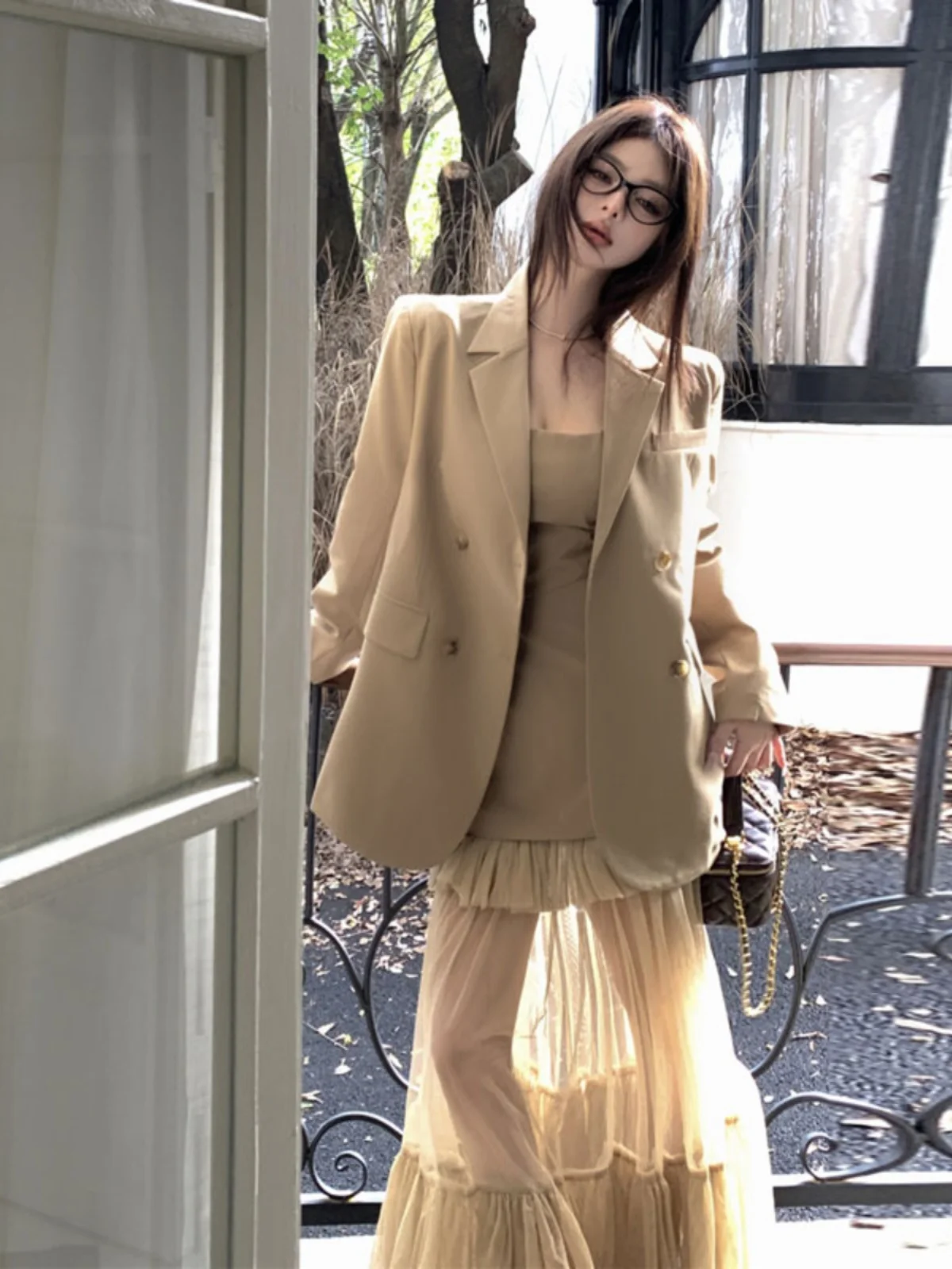 

Stylish Women's Suit Jacket Powerful Presence High-End Feeling Spring Season Straight Cut Long Sleeve Single Button Closure