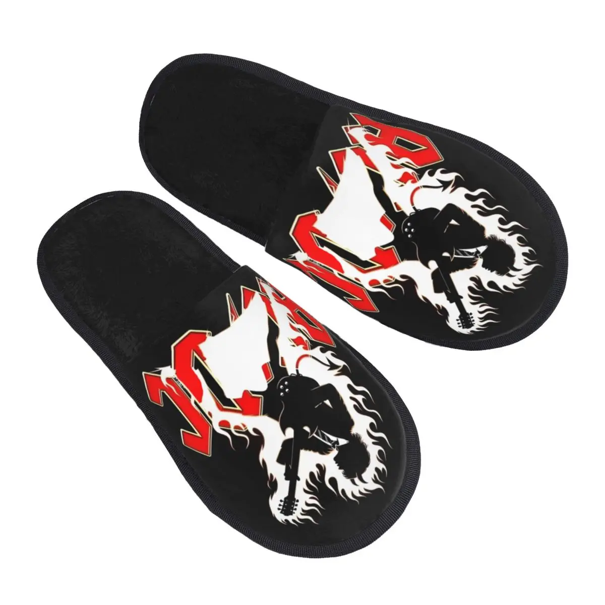 

Custom AC DC Guest Slippers for Bedroom Women Rock Band House Slipper