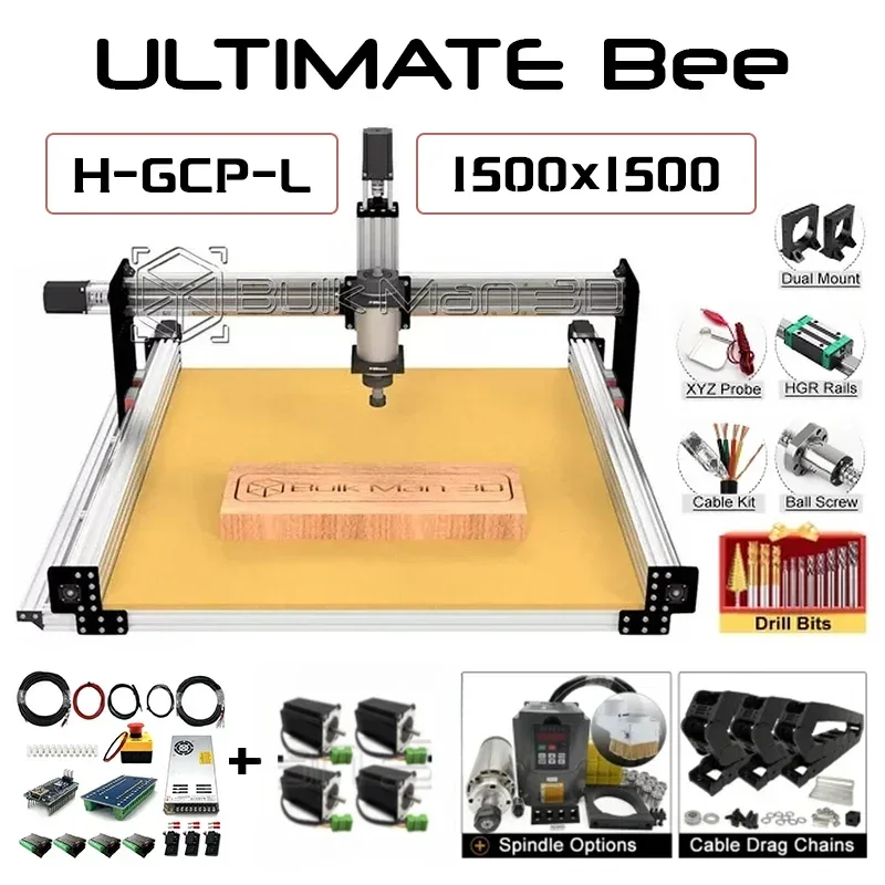 20%OFF BulkMan 3D Silver 1500x1500 ULTIMATE Bee CNC Wood Machine Full Kit with High Torque GRBL Control System CNC Wood Router