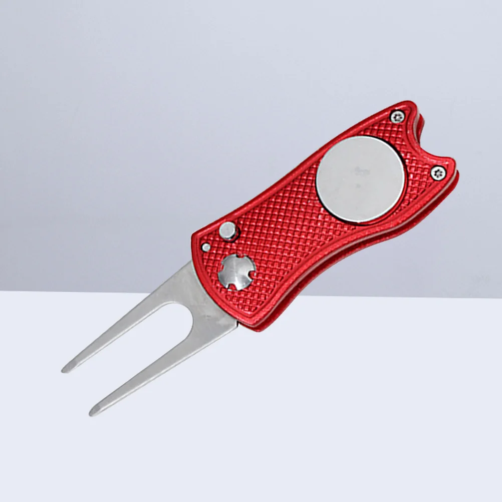 أداة إصلاح ديفت من الفولاذ المقاوم للصدأ من الألومنيوم، شوكة جولف مدمجة مع علامة كروية حمراء محمولة ومتانة لاعب الجولف الأساسية #5