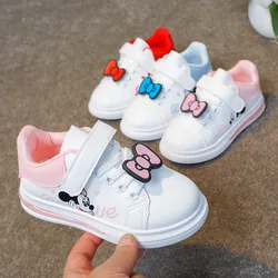 Disney Kids Girls Shoes Sneakers per bambini ragazze Mickey Mouse Casual Sport Student Teen PU Leather Shoes taglia 26-37