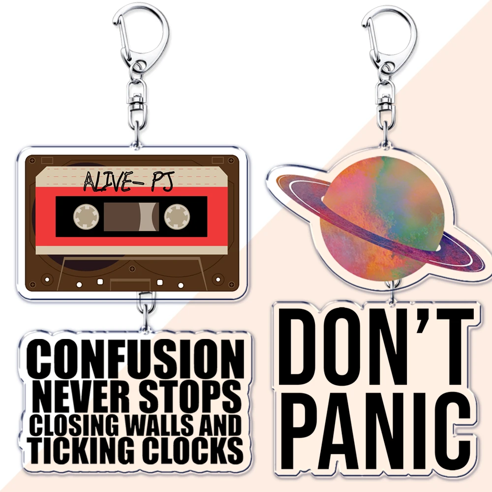 Hot Band Keychains for Women Accessories Sunflower Saturn It Was All Yellow Lyric Music Songs Album Keyring Fans Friends Gifts