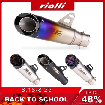 SC 오토바이 배기 파이프 이스케이프, 2 층 개조 머플러 파이프 소음기, 닌자 Z250 Z300 ZX10 MT07 MT09 R25 R3 R6 용, 51mm 