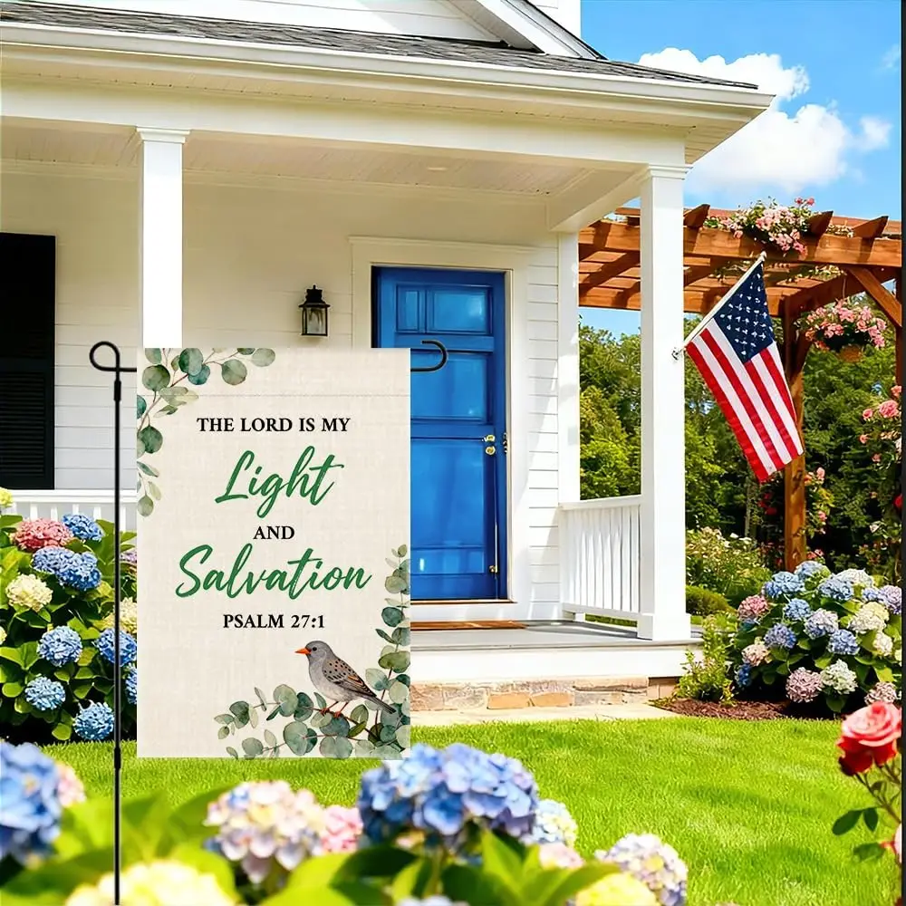 RZHV The Lord is My Light And Salvation Psalm 27:1 Double-Sided Garden Flag for Outdoor House Yard Sign Garden Decor Parade, PPZ