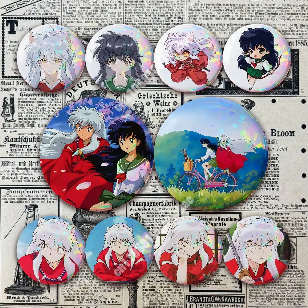 Inuyasha Kikyo Higurashi Kagome Button Badge 2PC Sets for Bags & Clothes & Accessories Metal Pin Vibrant Collection