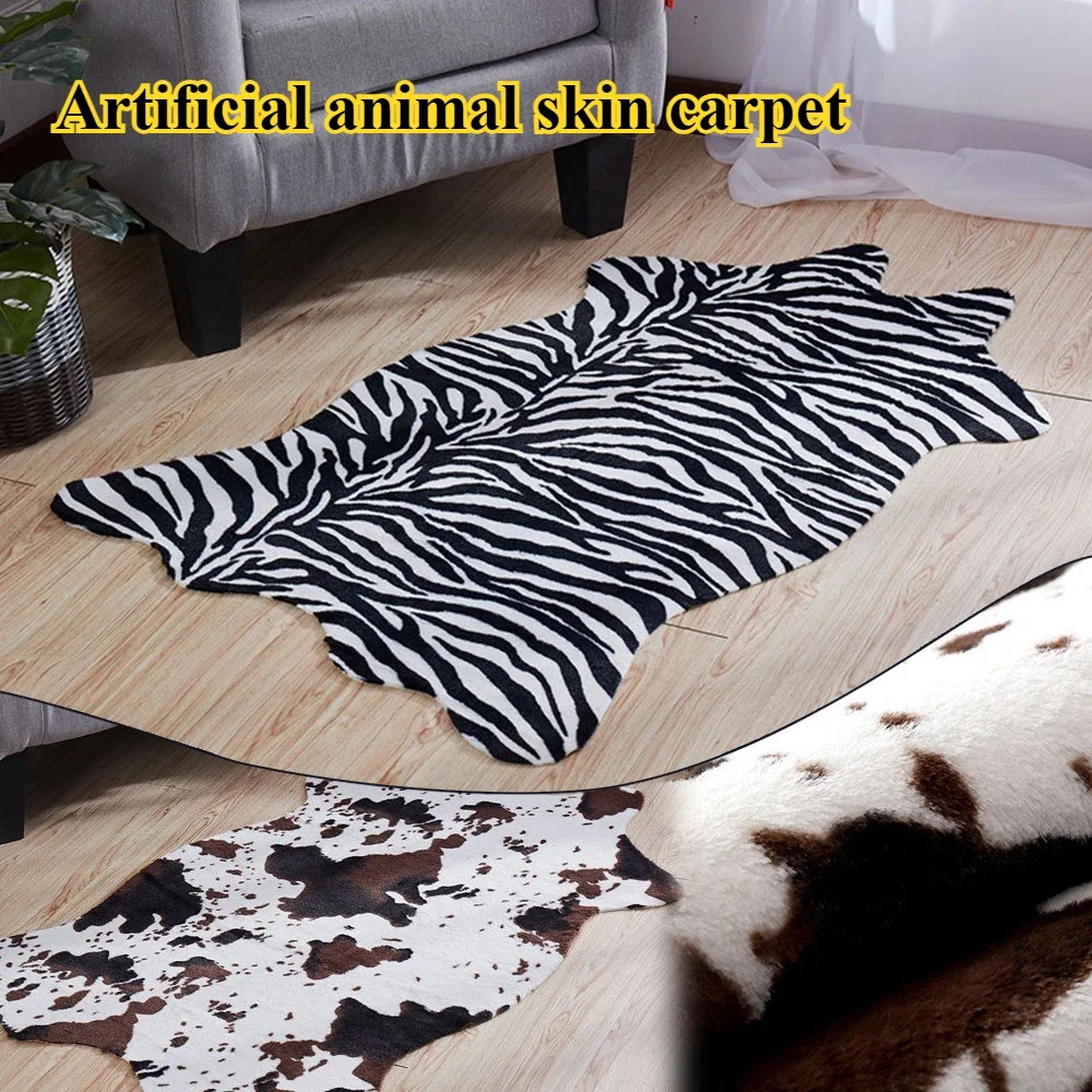 

Faux Cowhide Rug Cute Cow Print Rug Animal Area Rug Home Decoration Carpet for Living Room Bedroom Durability Non-Slip Floor Mat