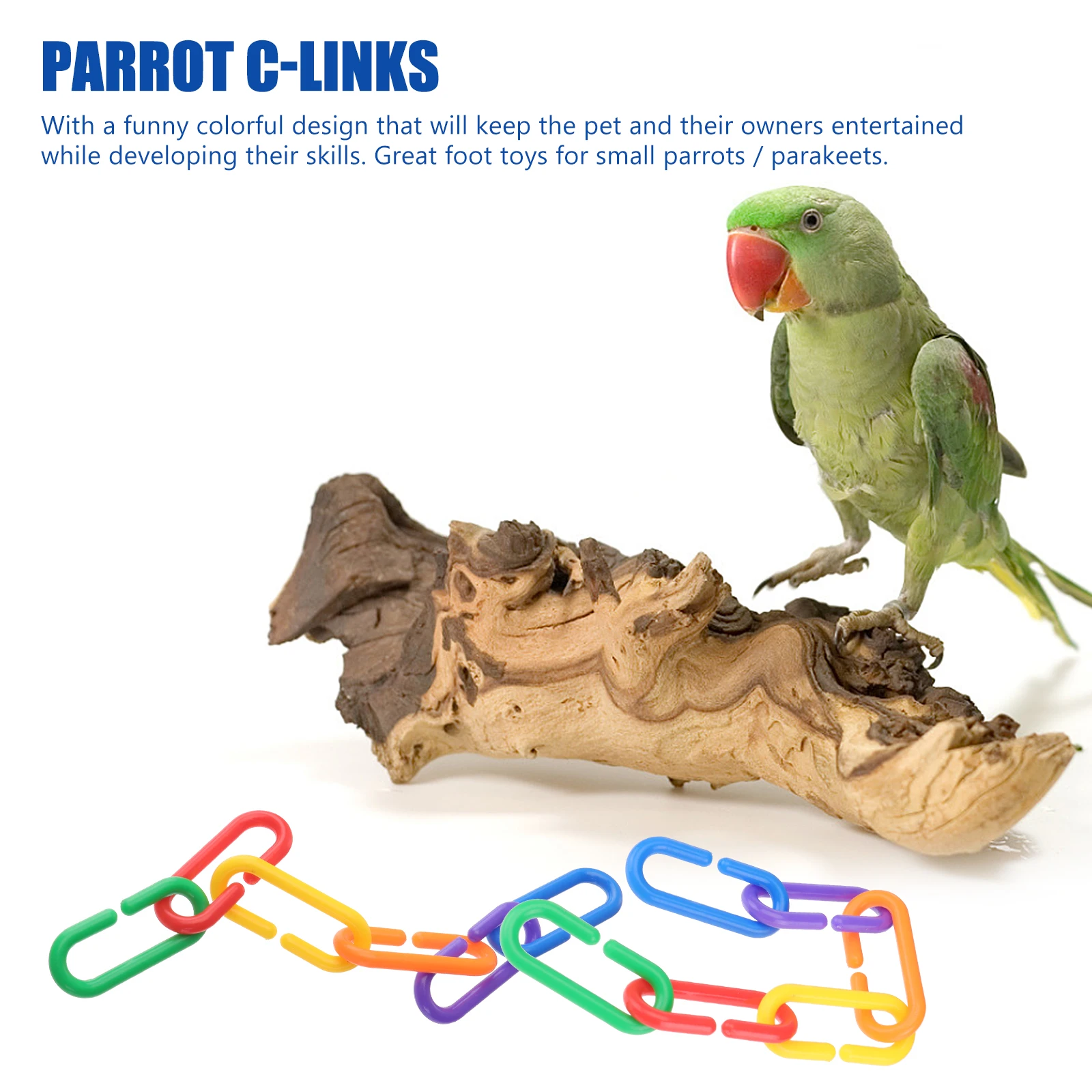 

100 Pcs Colorful Plastic Hooks Chain Links For Bird Parrot Foot Hanging Toys Small Parakeets Eco Friendly Design