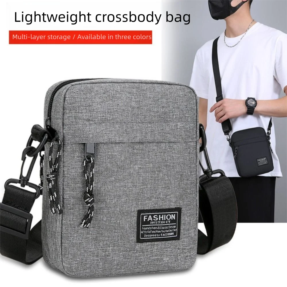 Bolsa crossbody masculina de cor sólida, grande capacidade, leve, bolsa de ombro de negócios, multifuncional, vários bolsos, bolsa quadrada pequena